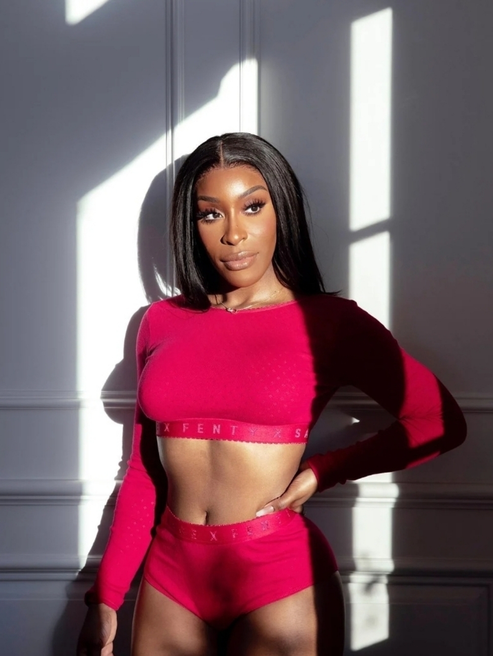 Savage X Fenty Womens Cotton Jersey Crop Top Fuchsia Size L?see measurements